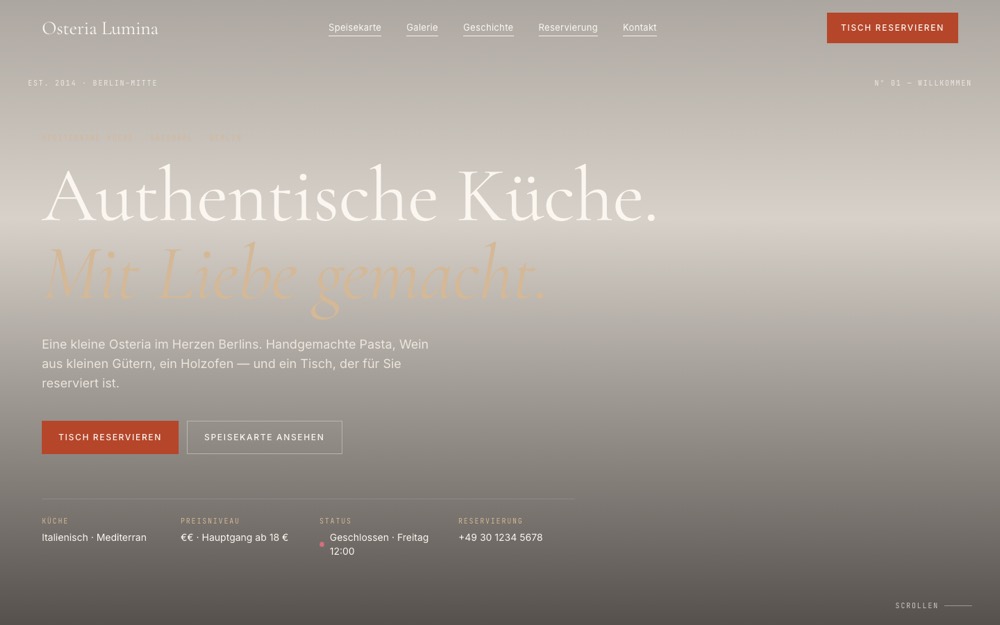 Demo-Design für ein Restaurant — Osteria Lumina